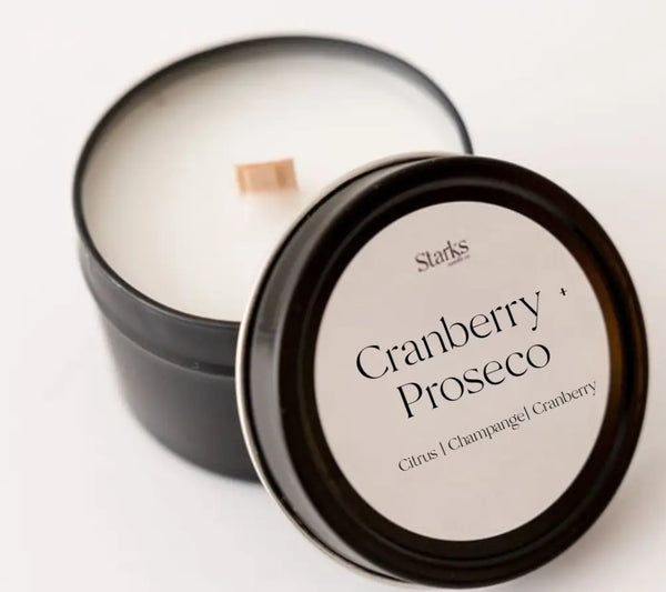 Cranberry Prosecco  Tin candle