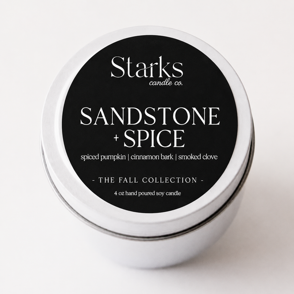 Sandstone + Spice 4 oz candle tin