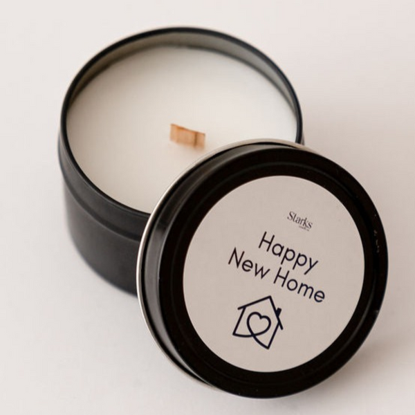 Happy New Home Tin Candle